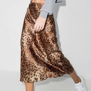 Reformation Pratt Leopard Silk Skirt